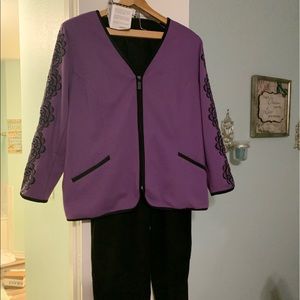 Bob Mackie Purple and black pant suit
